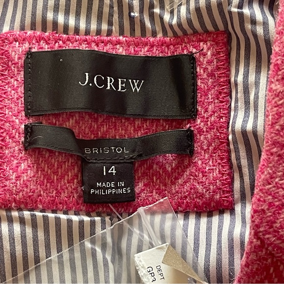J Crew Bristol raspberry pink multi chevron 100% wool double breasted blazer, 14 - Picture 3 of 16